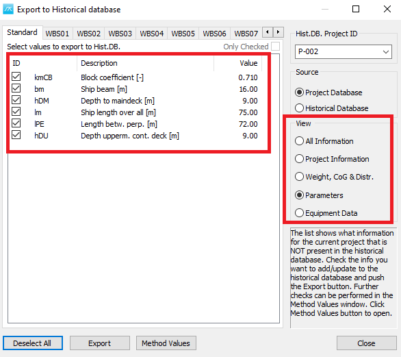 ExportToHistoricalDatabase-View-Parameters