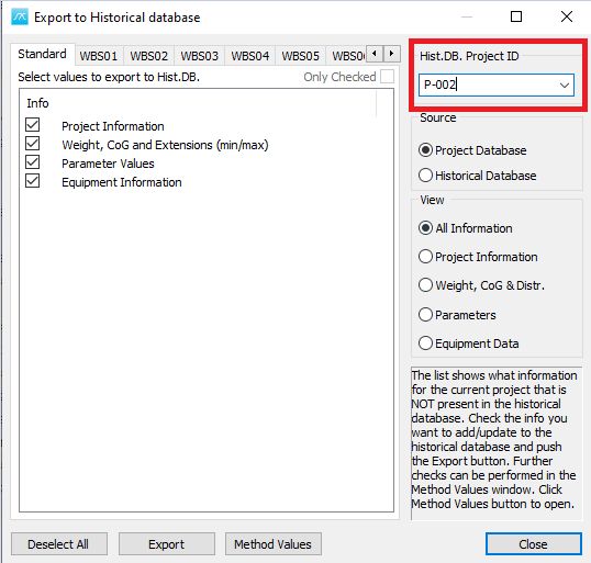 ExportToHistoricalDatabaseProjectName